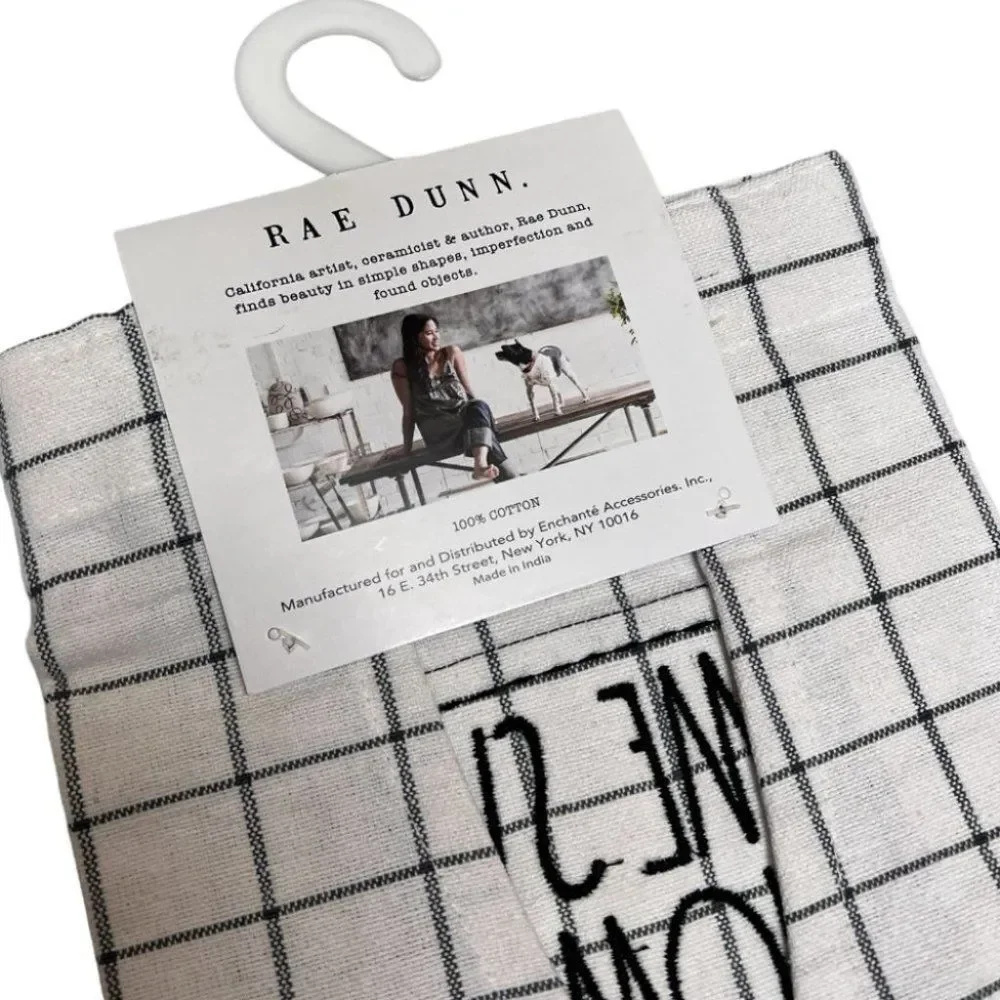 Rae Dunn Blessed /Cook /Home Sweet Home Apron Embroidered Patch‎ Pocket Checked